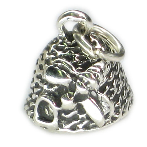 Beehive sterling silver charm .925 x 1 Bee Insect Hive Honey
