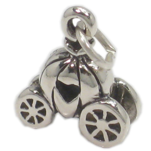 Pumpkin Cinderella Carriage sterling silver charm .925 charms x 1