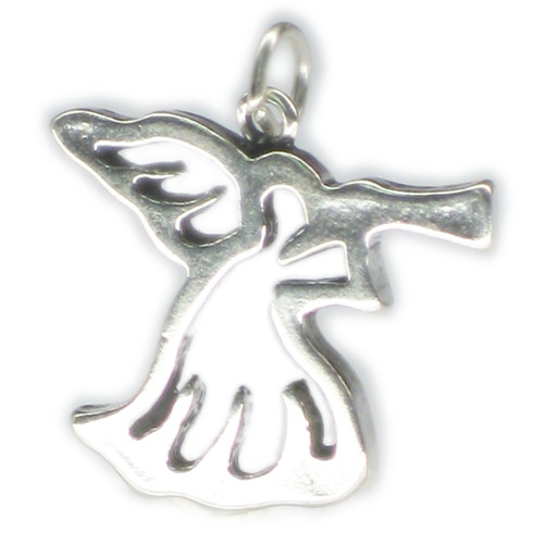 Angel blowing horn sterling silver charm .925 Angels - Holy charms