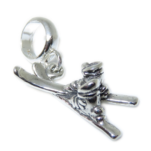 Skiis sterling silver bead charm .925 x 1 european skiing charms