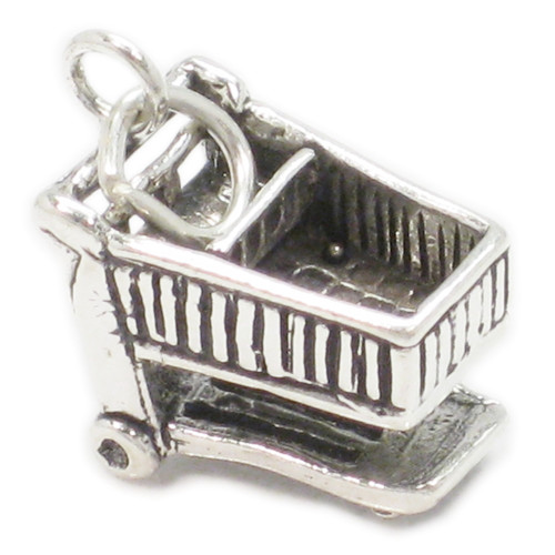 Shopping Trolley sterling silver charm .925 x 1 Shoppers Cart charms