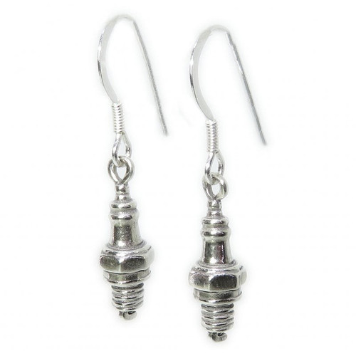 Spark Plug sterling silver drop earrings .925 x 1 pair plugs car parts drops