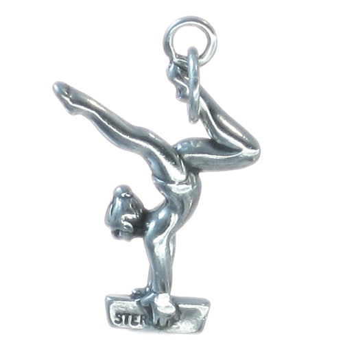 Gymnast on beam sterling silver charm .925 x 1 Gymnastics charms