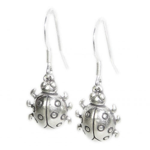 Ladybird sterling silver drop earrings .925 pair ladybirds Lady Bug drops