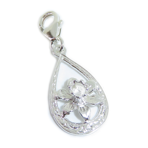 Daffodil Flower clip sterling silver charm .925 x 1 Flowers and Daffs charms