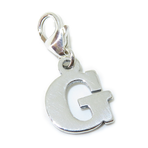 Letter G Initial sterling silver charm on lobster clip .925 x 1 Letters charms
