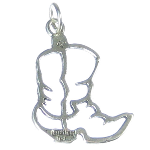 Cowboy Boot sterling silver charm .925 x 1 Cow Boy Boots charms