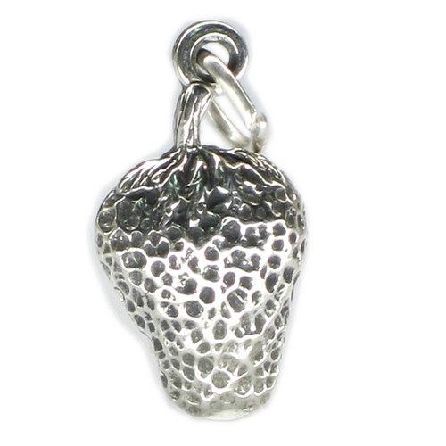 Strawberry 2D sterling silver charm .925 Strawberries charms