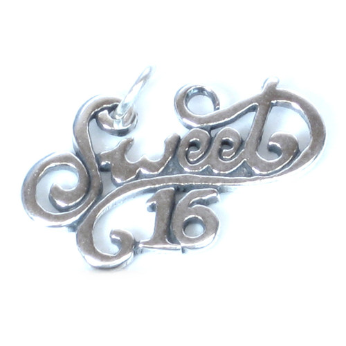 Sweet 16 sterling silver charm pendant .925 x 1 16th Birthday charms