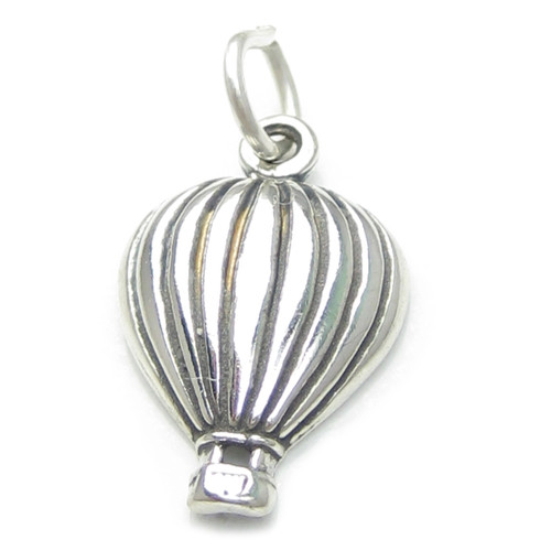 Hot Air Balloon sterling silver 2D charm .925 x 1 Ballooning charms