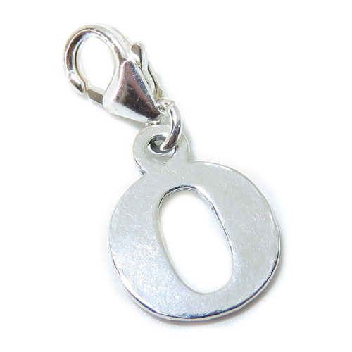 Letter O Initial sterling silver charm on lobster clip .925 Letters charms
