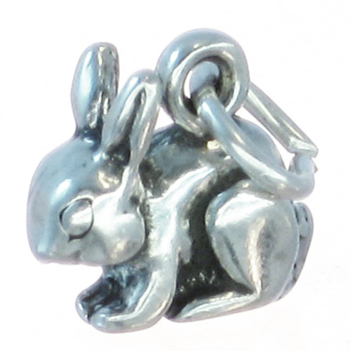 Bunny Rabbit sterling silver small charm .925 x 1 Rabbits charms