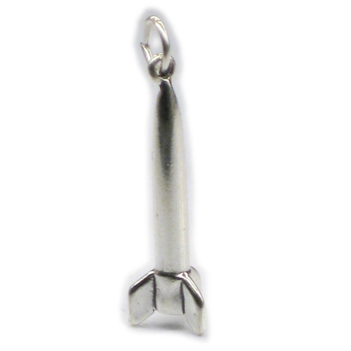 Rocket sterling silver charm .925 x 1 Missile Rocketship Bomb charms