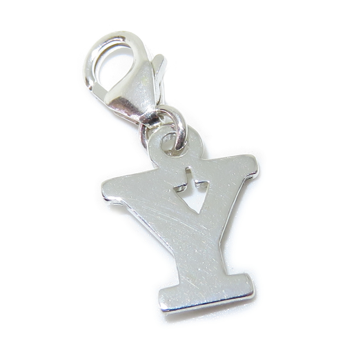 Letter Y Initial sterling silver charm on lobster clip .925 x 1 Letters charms