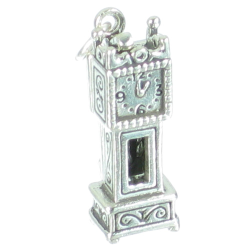 Grandfather clock sterlng silver charm .925 x1 Long Case Colocks charms