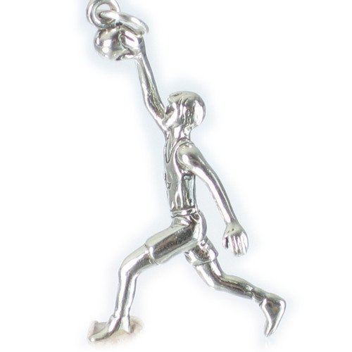 Basketball player sterling silver large charm - pendant .925 charms