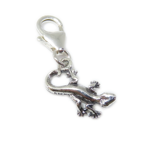 Gecko lizard TINY sterling silver clip charm TINY .925 x 1 charms