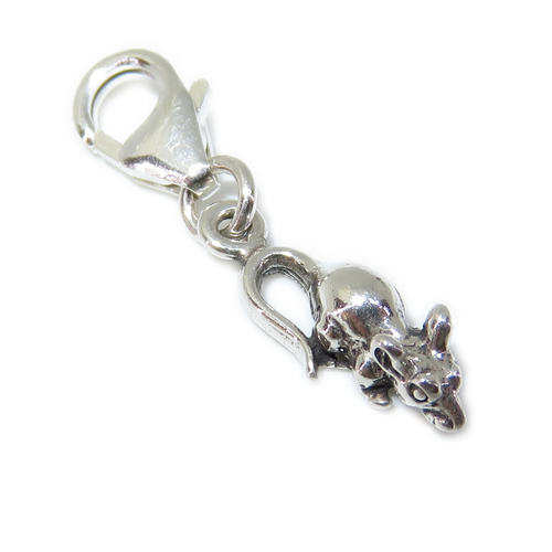 Mouse Rat TINY sterling silver clip charm .925 x 1 Mice and Rats charms
