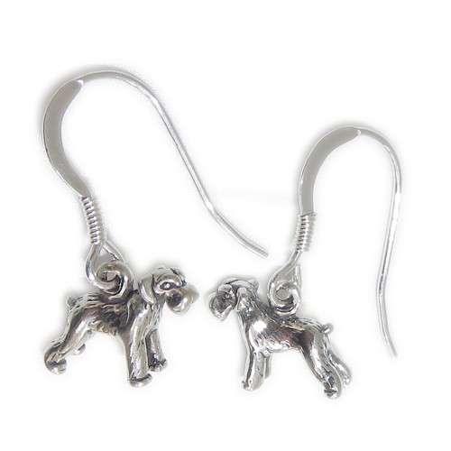 Schnauzer sterling silver hook dog earrings .925 x 1 pair Schnauzers dogs drops