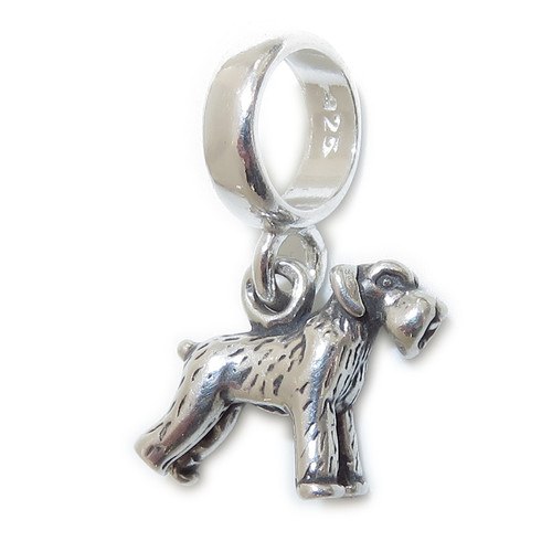 Schnauzer dog sterling silver bead charm .925 x 1 Schnauzers Dogs charms
