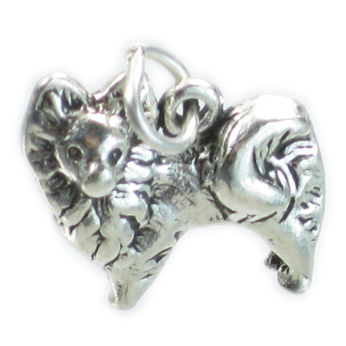 Pomeranian Dog sterling silver charm .925 x 1 Pomeranians Dogs charm