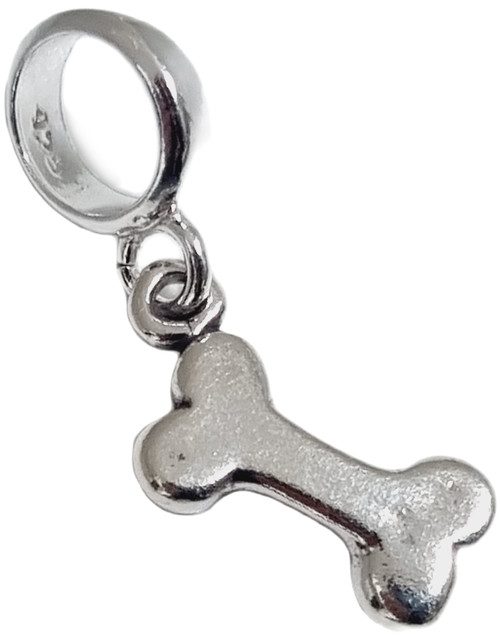Bone sterling silver bead charm .925 x 1 Dog Dogs Bones Archeology charms