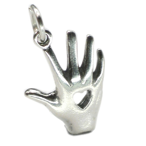 Heart in Hand sterling silver charm .925 Love and Caring charms
