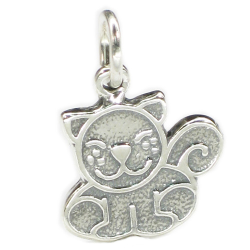 Cute Cat sterling silver charm .925 x 1 Pussy cats charms