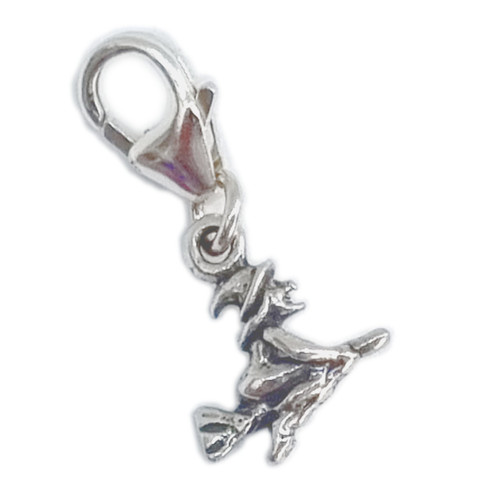 Witch TINY sterling silver clip charm .925 Witches and Halloween charms