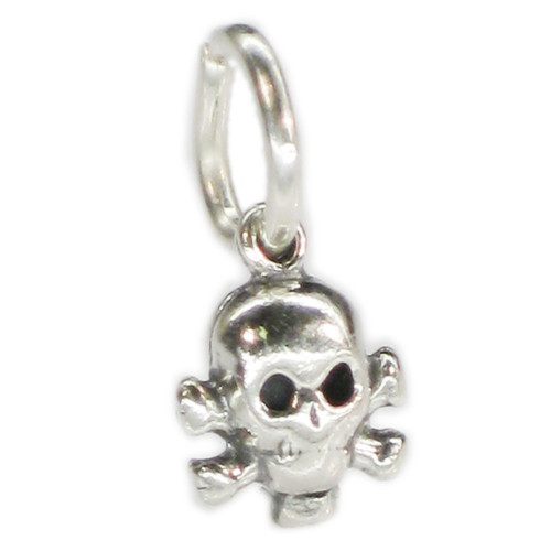 Skull and Crossbones TINY sterling silver charm .925 x 1 Pirate charms