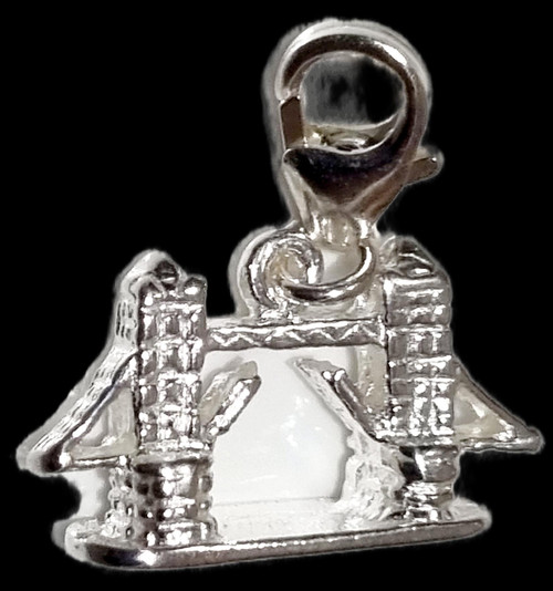 Tower Bridge sterling silver charm on 9mm lobster clip .925 x 1 Landmark London Charms