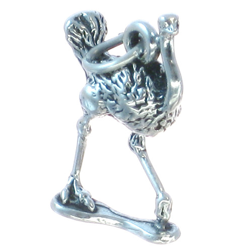 Ostrich sterling silver bird charm .925 x 1 ostriches birds charms