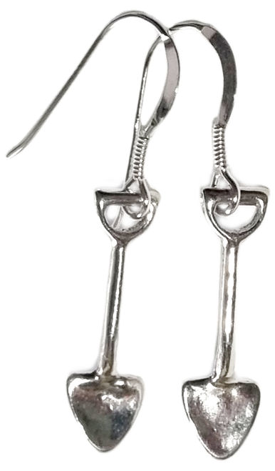 Spade sterling silver drop earrings .925 x 1 pair Shovels and spade drops