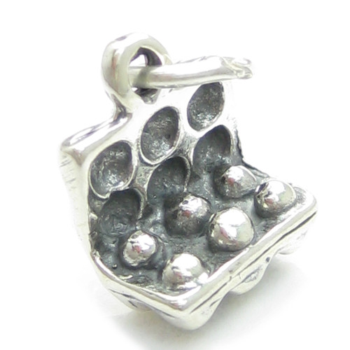 Box of Eggs sterling silver charm .925 x1 Hen Chickens Egg charms poultry