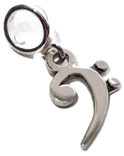 Bass Clef sterling silver bead charm .925 x 1 Clefs Music charms