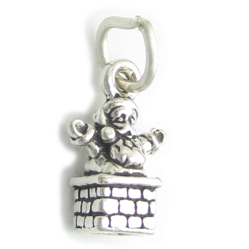 Father Christmas in chimney SMALL sterling silver charm .925 x 1 Santa charms