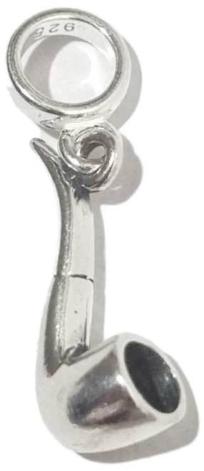 Pipe for Smokers sterling silver bead charm .925 x 1 Smoking Pipes charms