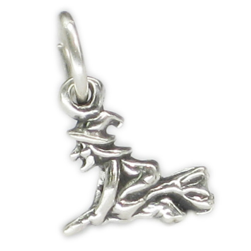 Witch TINY sterling silver charm .925 x 1 Witches and Halloween charms