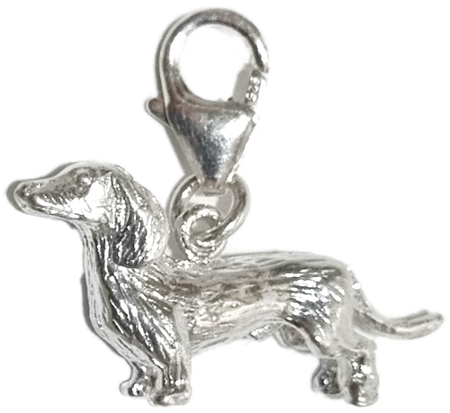 Dachshund dog sterling silver clip charm .925 x 1 Sausage dogs charms