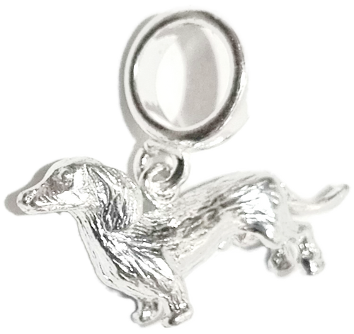 Dachshund dog sterling silver bead charm .925 x 1 Sausage dogs charms
