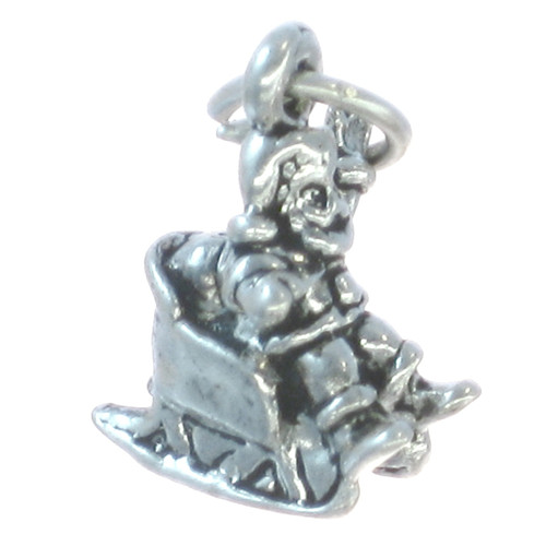 Santa Father Christmas in sleigh sterling silver charm .925 x 1 charms