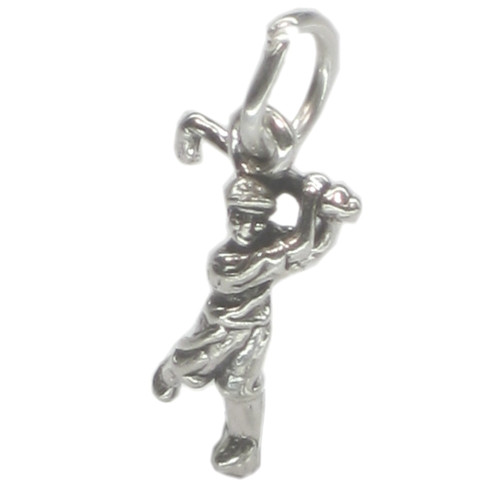 Golfer tiny sterling silver charm .925 x 1 Golfing charms