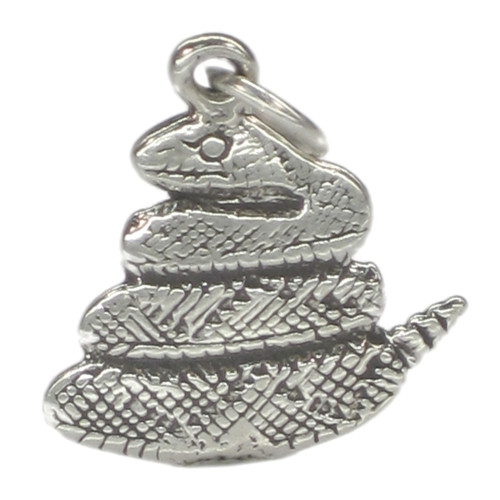 Rattlesnake 2D sterling silver charm .925 x 1 Snakes and Rattlesnakes