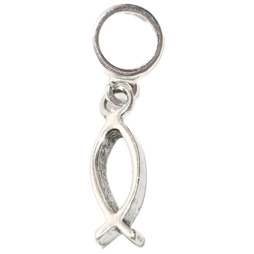 Christian Fish TINY sterling silver bead charm .925 x1 Holy Fishes charms
