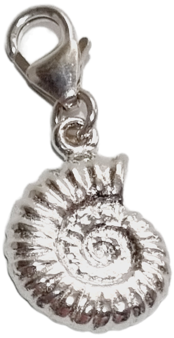 Ammonite 2D sterling silver clip charm .925 Ammonites Fossils charms