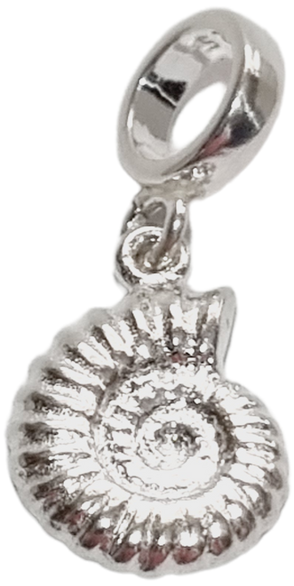 Ammonite 2D sterling silver bead charm .925 x 1 Ammonites Fossils charms