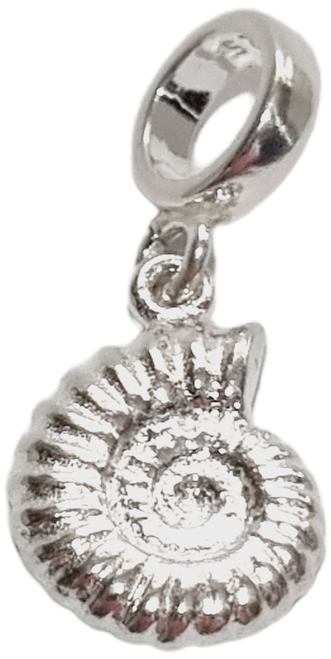 Ammonite 2D sterling silver bead charm .925 Ammonites Fossils charms