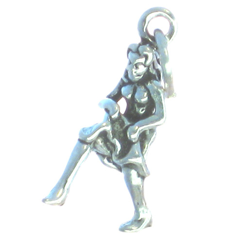 Lady Dancing sterling silver charm .925 x 1 Christmas charms A1