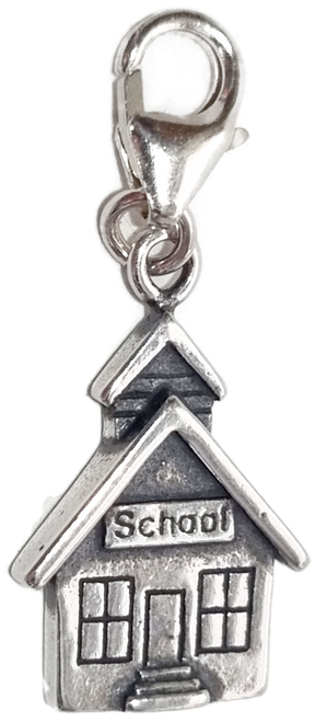 School House sterling silver clip charm .925 x 1 Education & Schools charms