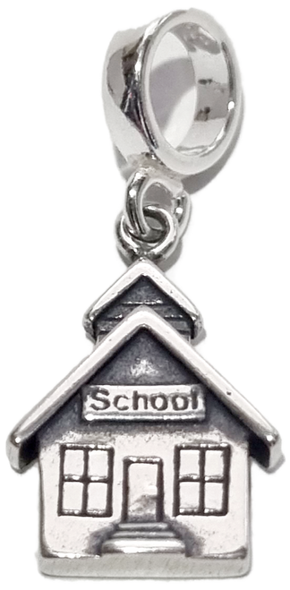 School House sterling silver bead charm .925 x 1 Education & Schools charms